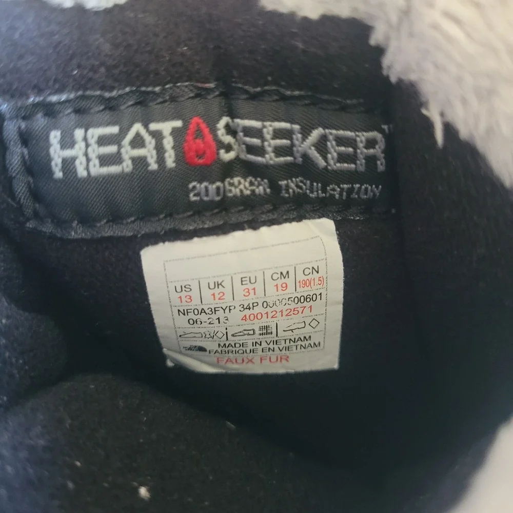The‎ North Face Heat Seek 200 Waterproof Snow Boots Grey Pink Girls 13